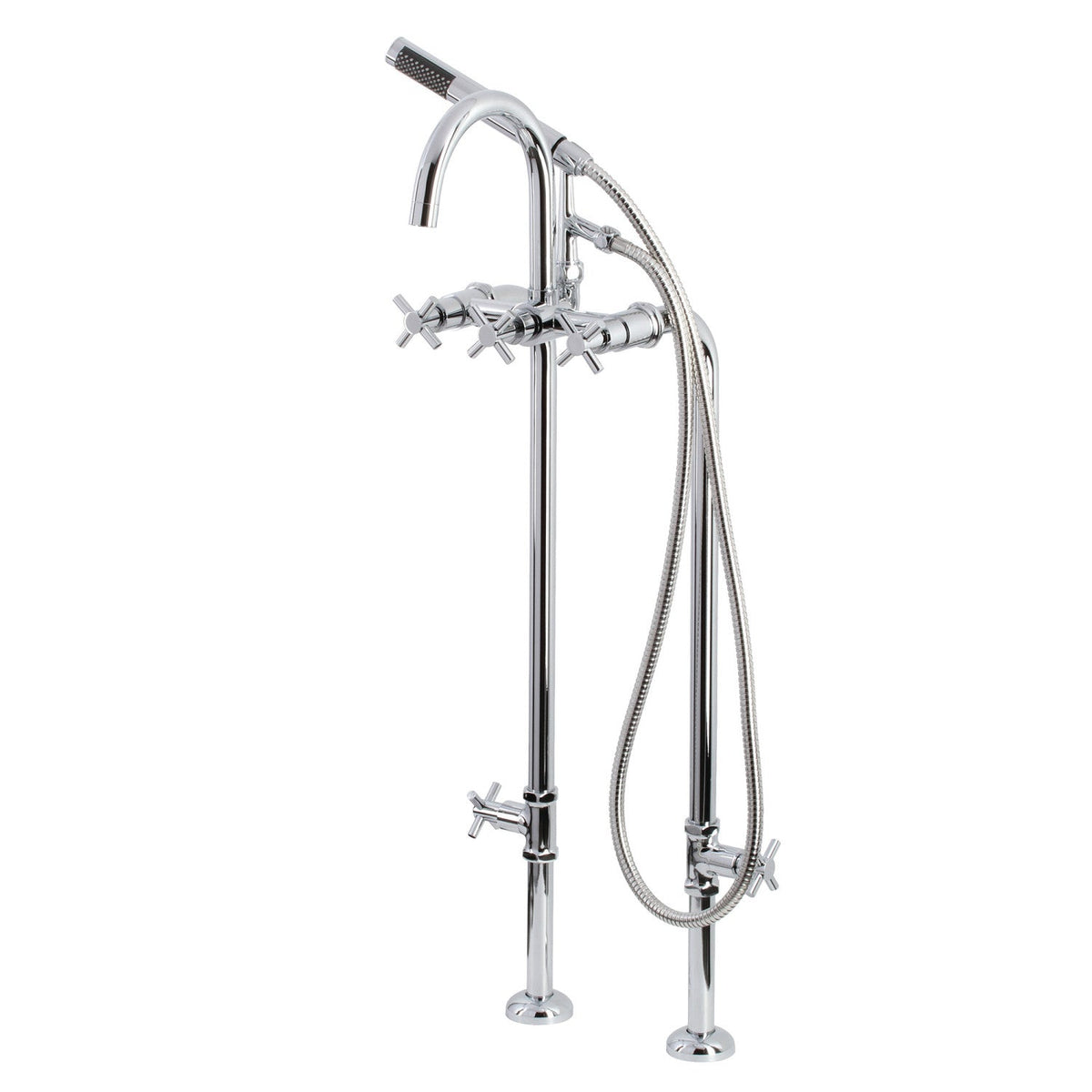 Concord Freestanding Tub Faucet with Supply Line and Stop Valve, Polished Chrome