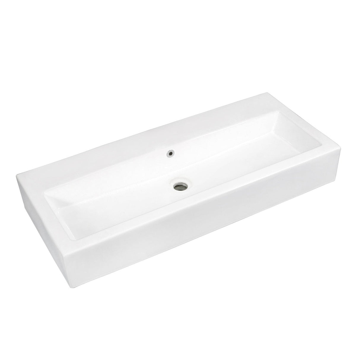 Anne 39-Inch Ceramic Rectangular Vessel Sink, White