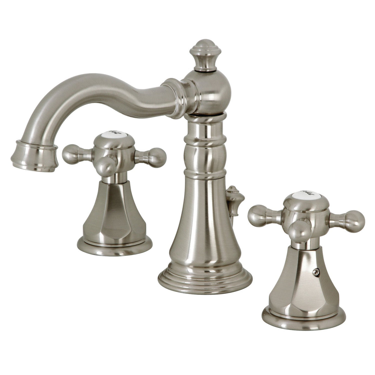 Metropolitan Two-Handle 3-Hole Deck Mount Widespread Bathroom Faucet with Pop-Up Drain, Brushed Nickel