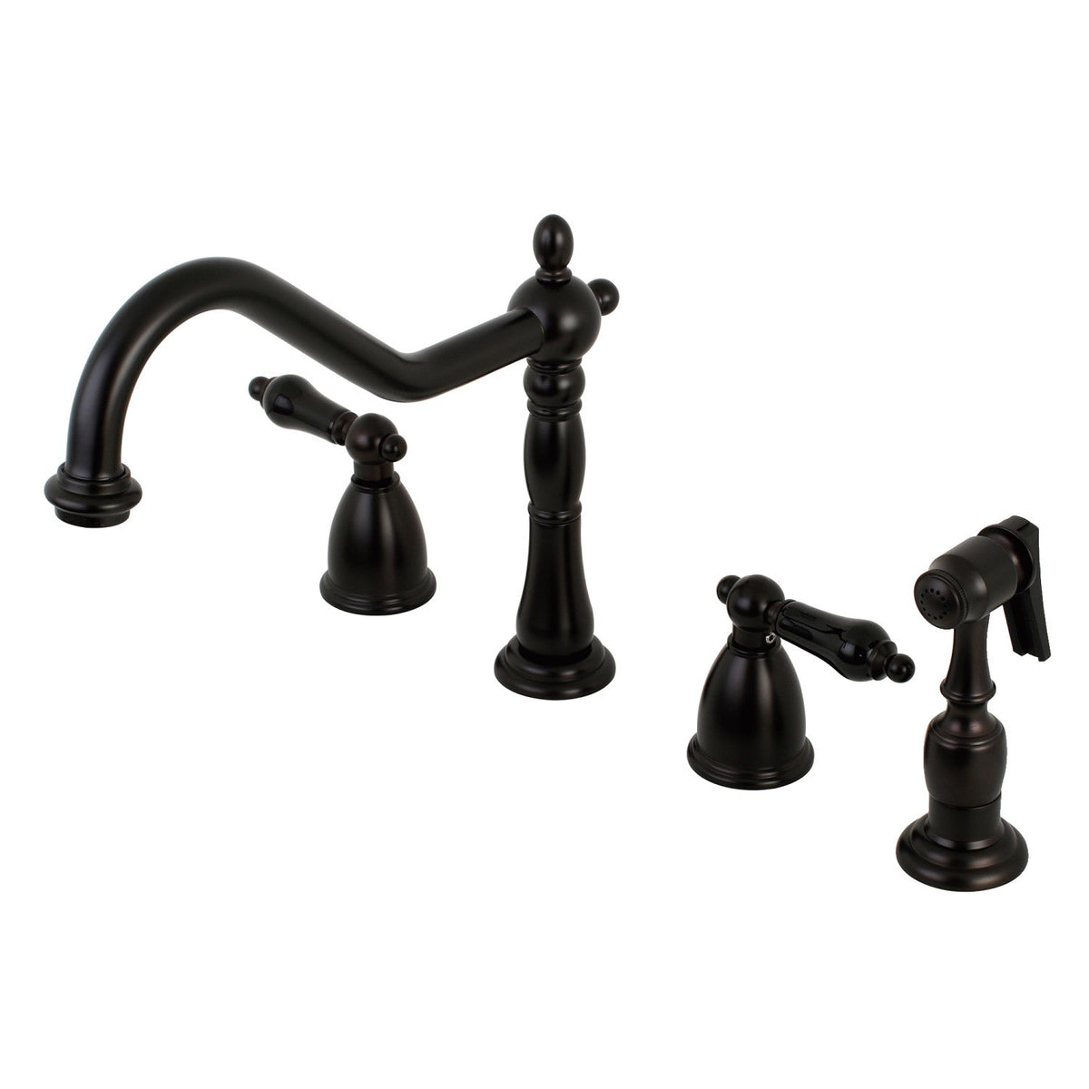 Duchess Double-Handle 4-Hole Widespread Kitchen Faucet with Brass Sprayer, Oil Rubbed Bronze