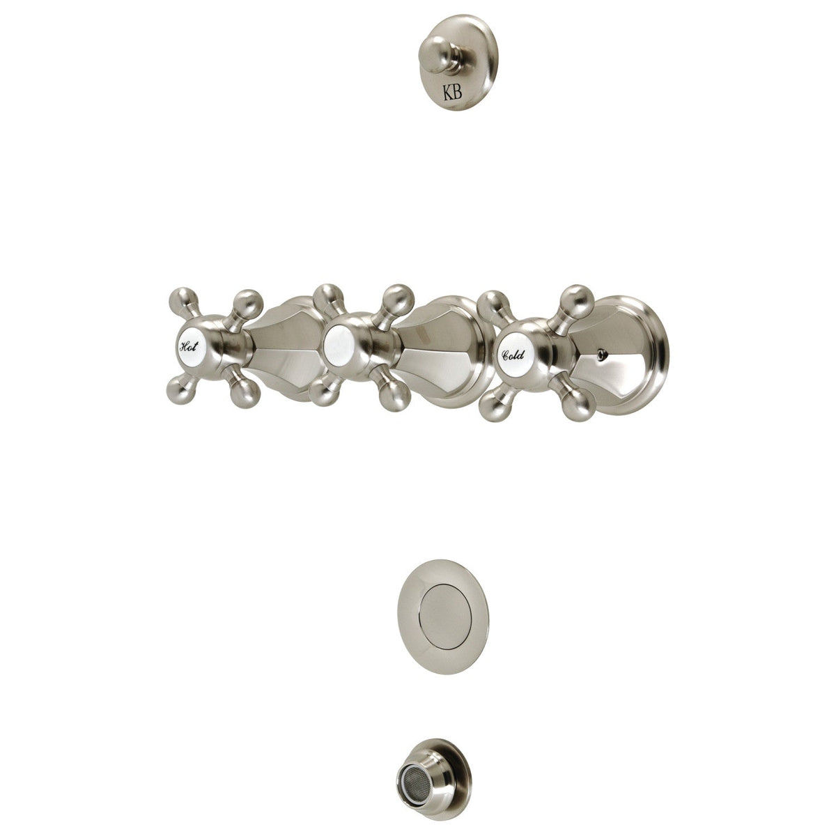 Metropolitan Three-Handle Deck Mount Bidet Faucet with Brass Pop-Up, Brushed Nickel