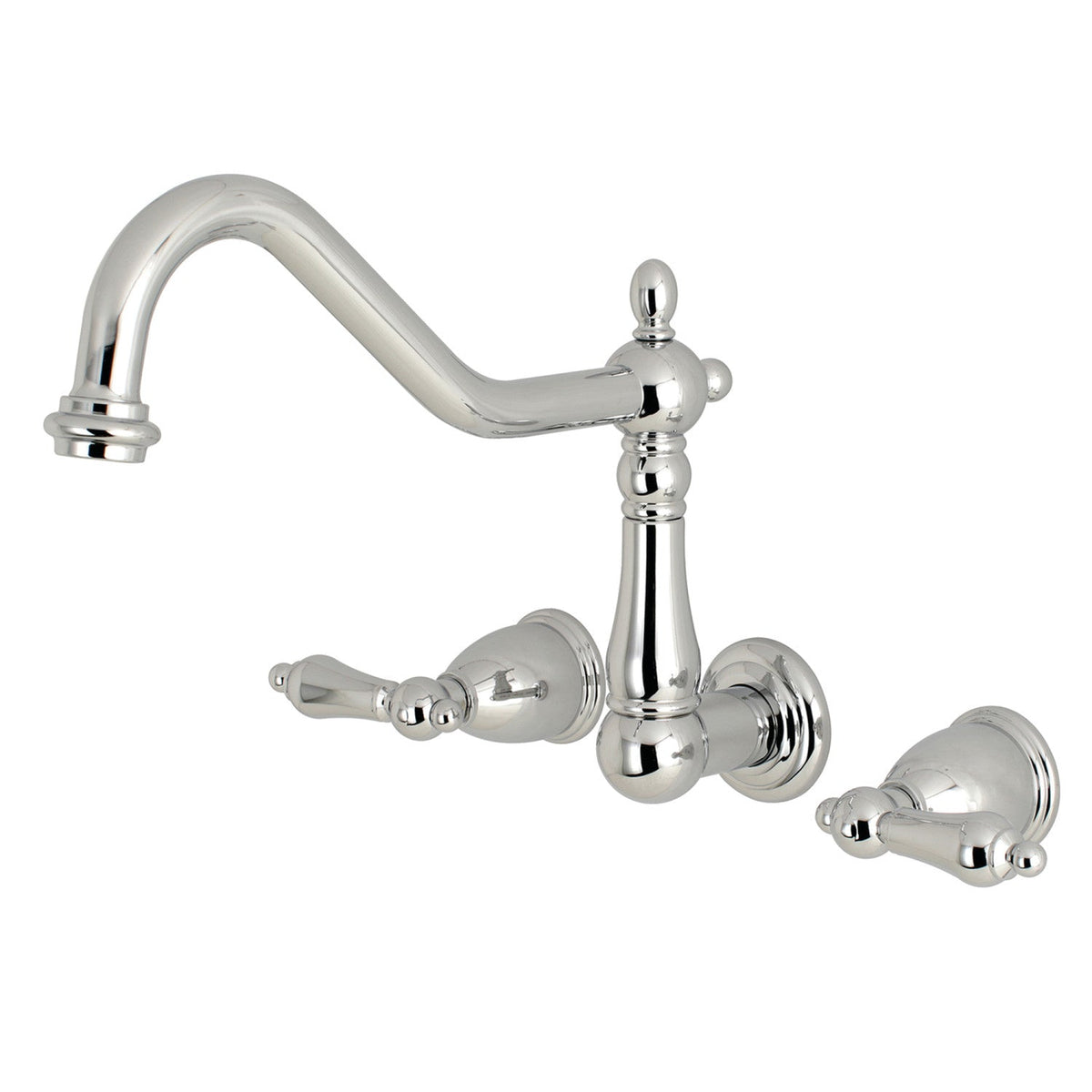 Heritage Two-Handle 3-Hole Wall Mount Tub Faucet, Polished Chrome