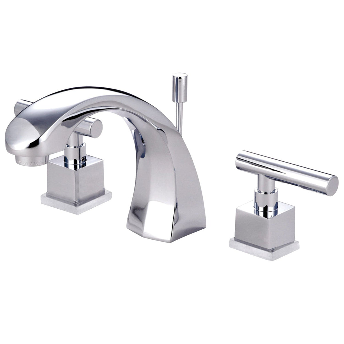 Claremont Two-Handle 3-Hole Deck Mount Widespread Bathroom Faucet with Brass Pop-Up, Polished Chrome