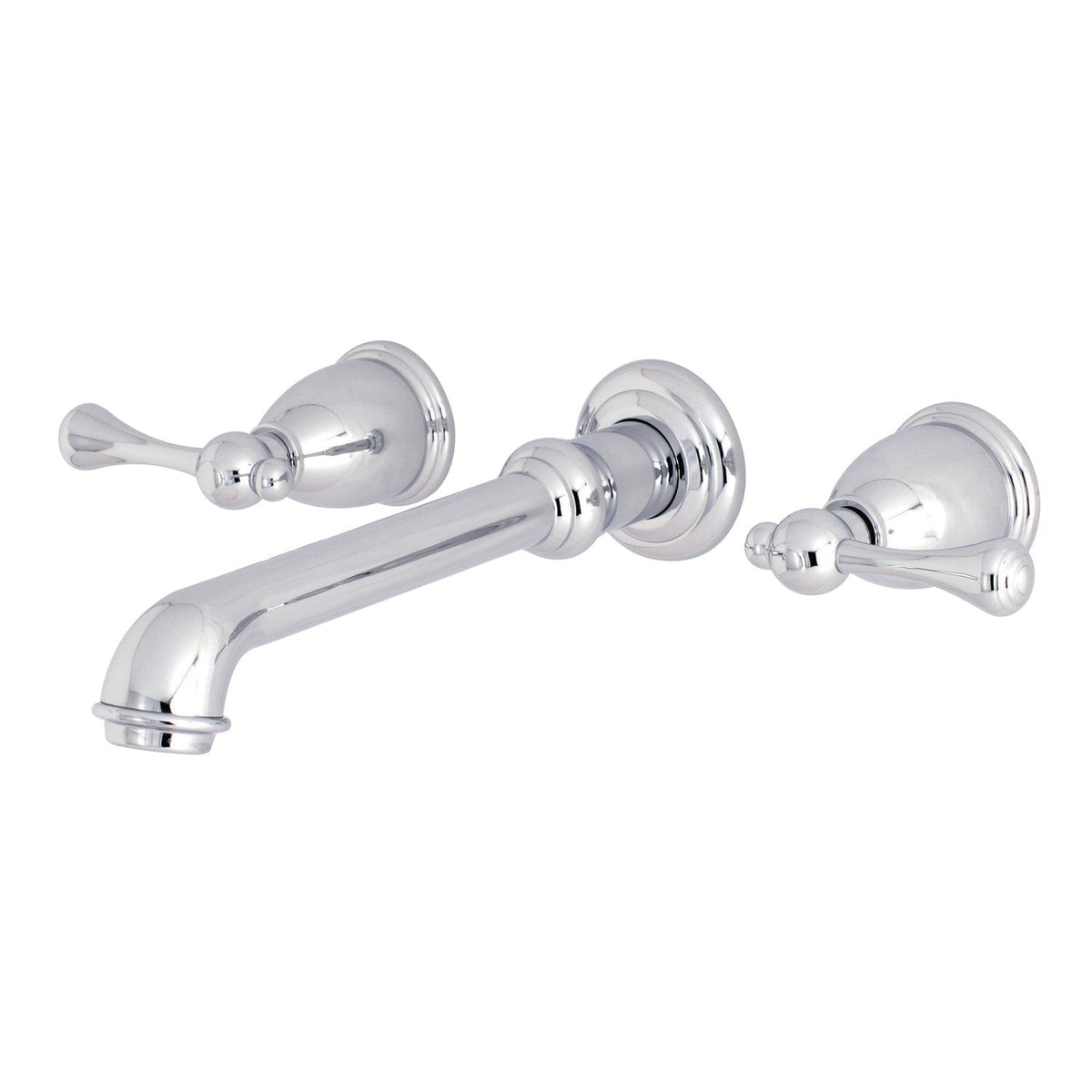 English Country Two-Handle 3-Hole Wall Mount Tub Faucet, Polished Chrome