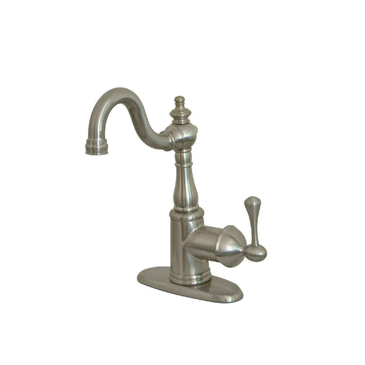 English Vintage One-Handle 1-Hole Deck Mount Bar Faucet, Brushed Nickel