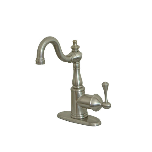 English Vintage One-Handle 1-Hole Deck Mount Bar Faucet, Brushed Nickel