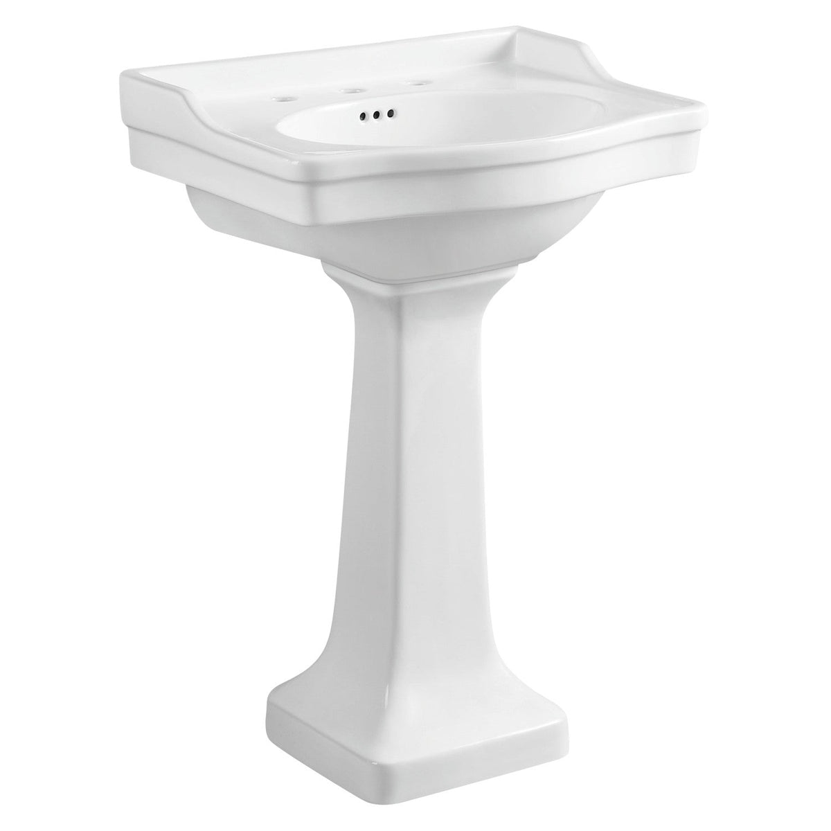 Imperial 24-3/16 Inch Wall Mount Pedestal Sink (8-Inch, 3-Hole), White