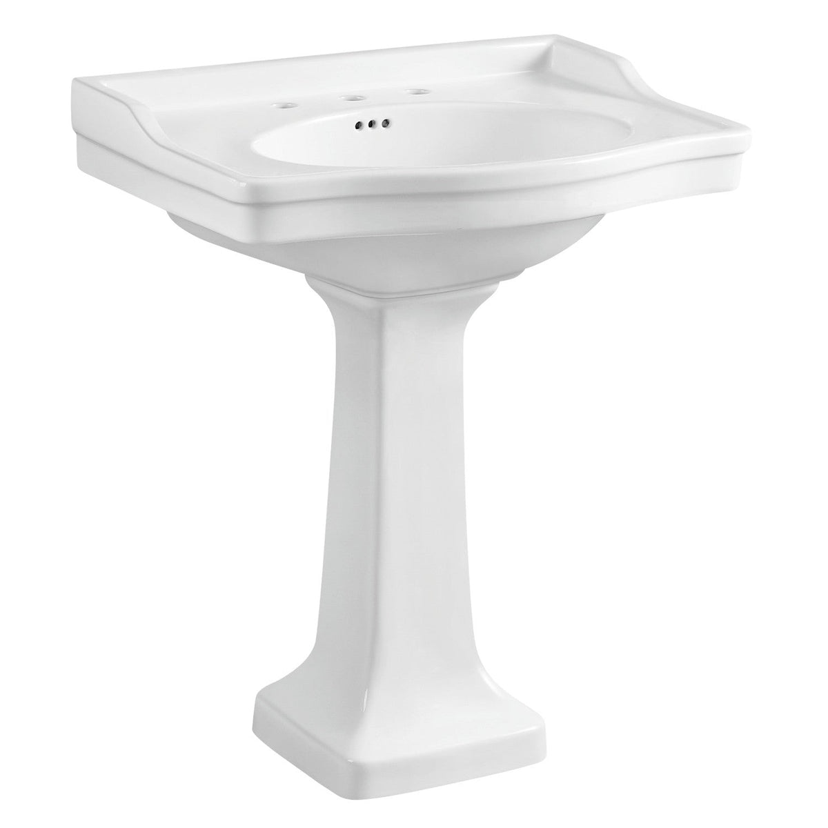 Imperial 29-15/16 Inch Wall Mount Pedestal Sink (8-Inch, 3-Hole), White