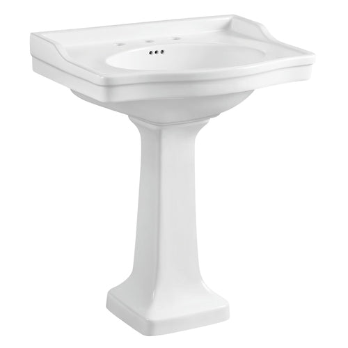 Imperial 29-15/16 Inch Wall Mount Pedestal Sink (8-Inch, 3-Hole), White