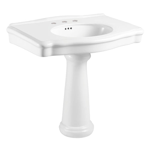 Sovereign 35-Inch Ceramic Pedestal Sink (8-Inch, 3-Hole), Glossy White