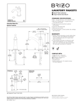 Brizo Baliza Single-Handle Bathroom Faucet, Polished Nickel - supplier specification sheet and dimensional drawing