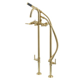 Concord Freestanding Tub Faucet with Supply Line and Stop Valve, Brushed Brass