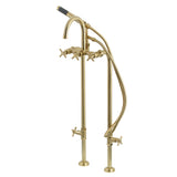 Concord Freestanding Tub Faucet with Supply Line and Stop Valve, Brushed Brass