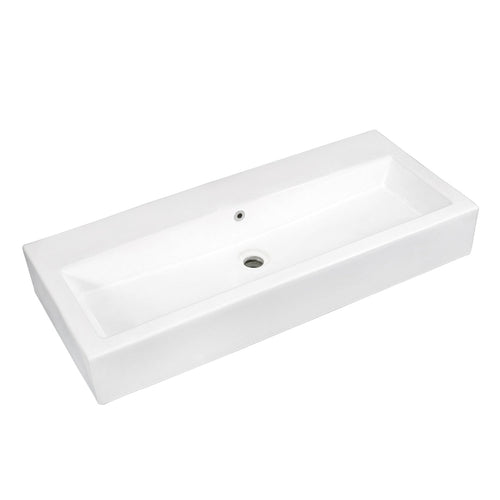 Anne 39-Inch Ceramic Rectangular Vessel Sink, White