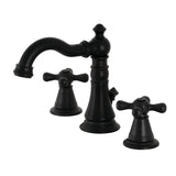 American Classic Two-Handle 3-Hole Deck Mount Widespread Bathroom Faucet with Brass Pop-Up, Matte Black