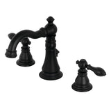 American Classic Two-Handle 3-Hole Deck Mount Widespread Bathroom Faucet with Brass Pop-Up, Matte Black