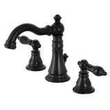 Duchess Two-Handle 3-Hole Deck Mount Widespread Bathroom Faucet with Brass Pop-Up, Matte Black