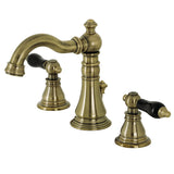Duchess Two-Handle 3-Hole Deck Mount Widespread Bathroom Faucet with Brass Pop-Up, Antique Brass