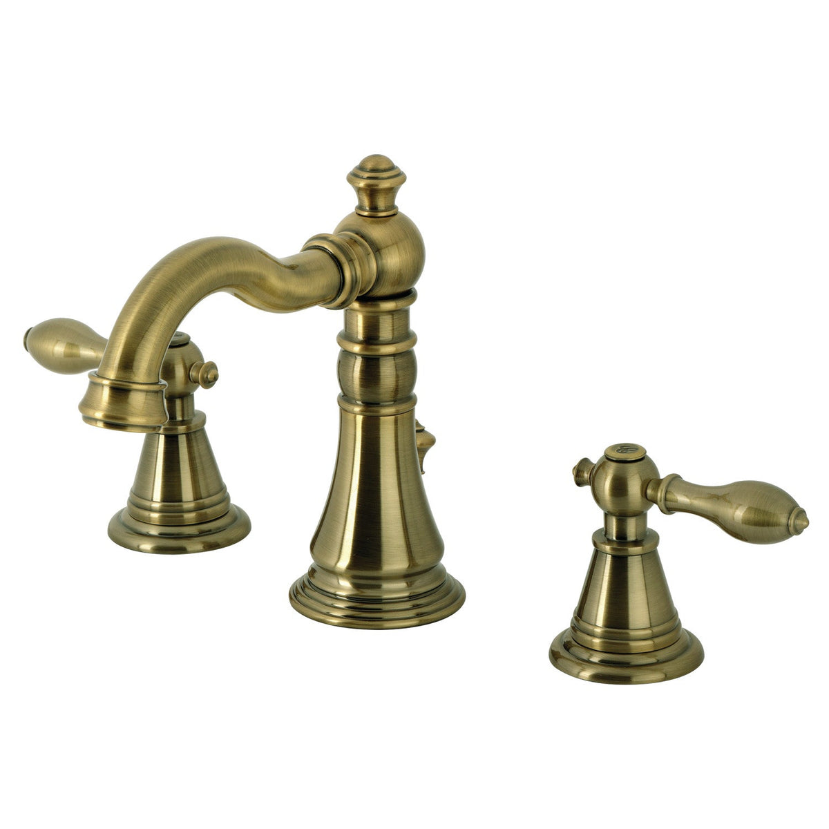 English Classic Two-Handle 3-Hole Deck Mount Widespread Bathroom Faucet with Brass Pop-Up, Antique Brass