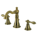 English Classic Two-Handle 3-Hole Deck Mount Widespread Bathroom Faucet with Brass Pop-Up, Antique Brass