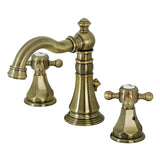 Metropolitan Two-Handle 3-Hole Deck Mount Widespread Bathroom Faucet with Brass Pop-Up (FSC1970BX), Antique Brass