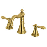 English Classic Two-Handle 3-Hole Deck Mount Widespread Bathroom Faucet with Brass Pop-Up, Brushed Brass