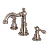 American Classic Two-Handle 3-Hole Deck Mount Widespread Bathroom Faucet with Brass Pop-Up, Black Stainless