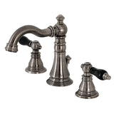 Duchess Two-Handle 3-Hole Deck Mount Widespread Bathroom Faucet with Brass Pop-Up, Black Stainless