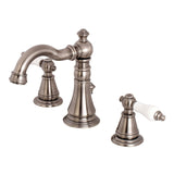 English Classic Two-Handle 3-Hole Deck Mount Widespread Bathroom Faucet with Brass Pop-Up, Black Stainless