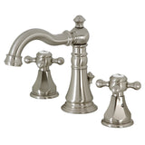 Metropolitan Two-Handle 3-Hole Deck Mount Widespread Bathroom Faucet with Pop-Up Drain, Brushed Nickel