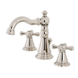 American Classic Two-Handle 3-Hole Deck Mount Widespread Bathroom Faucet with Brass Pop-Up, Polished Nickel