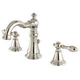 English Classic Two-Handle 3-Hole Deck Mount Widespread Bathroom Faucet with Brass Pop-Up, Polished Nickel