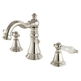 English Classic Two-Handle 3-Hole Deck Mount Widespread Bathroom Faucet with Brass Pop-Up, Polished Nickel