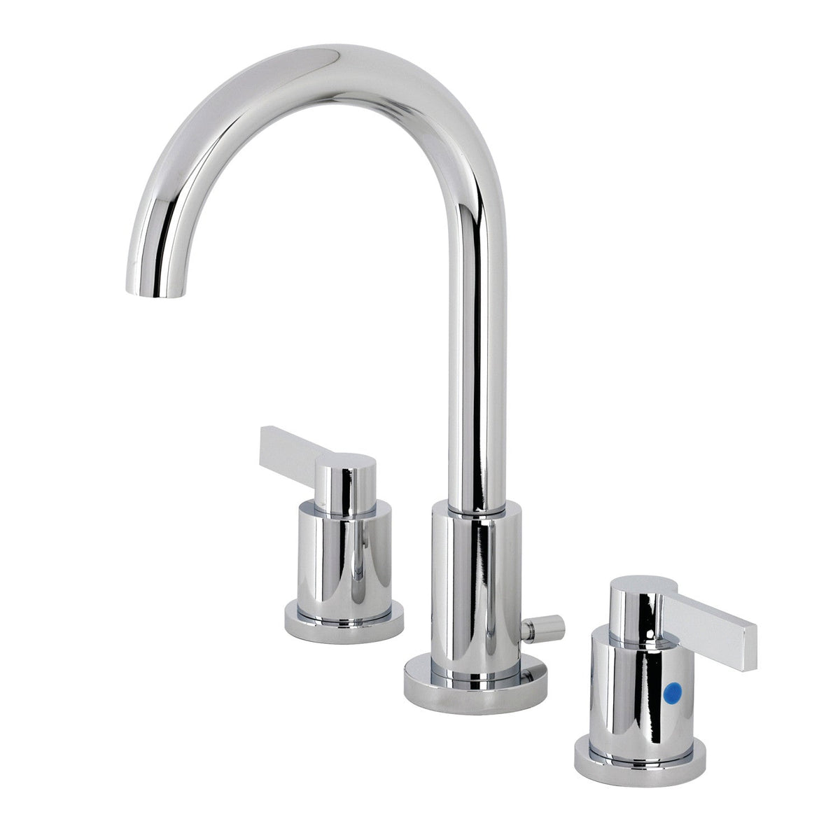 NuvoFusion Two-Handle 3-Hole Deck Mount Widespread Bathroom Faucet with Brass Pop-Up, Polished Chrome