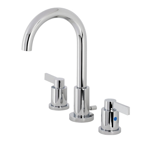 NuvoFusion Two-Handle 3-Hole Deck Mount Widespread Bathroom Faucet with Brass Pop-Up, Polished Chrome