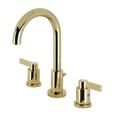 NuvoFusion Two-Handle 3-Hole Deck Mount Widespread Bathroom Faucet with Brass Pop-Up, Polished Brass