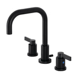 NuvoFusion Two-Handle 3-Hole Deck Mount Widespread Bathroom Faucet with Brass Pop-Up, Matte Black