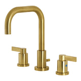 NuvoFusion Two-Handle 3-Hole Deck Mount Widespread Bathroom Faucet with Brass Pop-Up, Brushed Brass