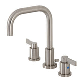 NuvoFusion Two-Handle 3-Hole Deck Mount Widespread Bathroom Faucet with Brass Pop-Up, Brushed Nickel