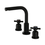 Concord Two-Handle 3-Hole Deck Mount Widespread Bathroom Faucet with Brass Pop-Up, Matte Black