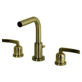 Centurion Two-Handle 3-Hole Deck Mount Widespread Bathroom Faucet with Brass Pop-Up, Antique Brass