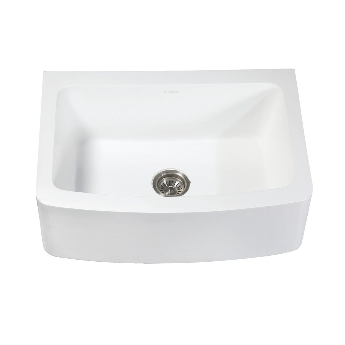 Arcticstone 30-Inch Solid Surface White Stone Apron-Front Single Bowl Farmhouse Kitchen Sink with Strainer, Matte White