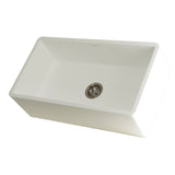 Arcticstone 33-Inch Solid Surface White Stone Apron-Front Single Bowl Farmhouse Kitchen Sink with Strainer, Matte White