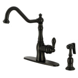 American Classic Single-Handle 2-or-4 Hole Deck Mount Kitchen Faucet with Side Sprayer, Matte Black