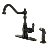 American Classic Single-Handle 2-or-4 Hole Deck Mount Kitchen Faucet with Side Sprayer, Matte Black