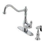 American Classic Single-Handle 2-or-4 Hole Deck Mount Kitchen Faucet with Side Sprayer, Polished Chrome