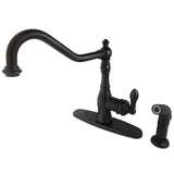 American Classic Single-Handle 2-or-4 Hole Deck Mount Kitchen Faucet with Side Sprayer, Oil Rubbed Bronze