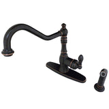 American Classic Single-Handle 2-or-4 Hole Deck Mount Kitchen Faucet with Side Sprayer, Naples Bronze