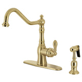 American Classic Single-Handle 2-or-4 Hole Deck Mount Kitchen Faucet with Side Sprayer, Brushed Brass