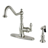 American Classic Single-Handle 2-or-4 Hole Deck Mount Kitchen Faucet with Side Sprayer, Brushed Nickel